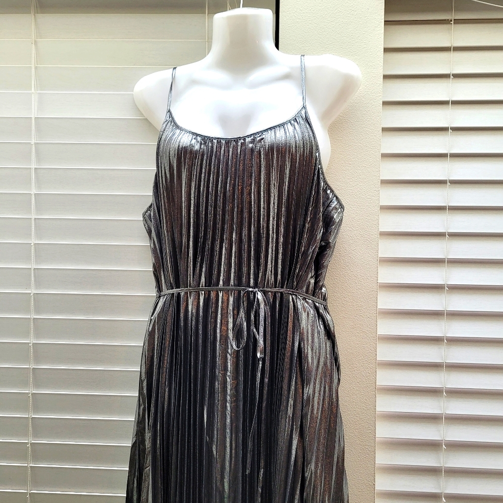 NWT Banana Republic 14P metallic pleated maxi